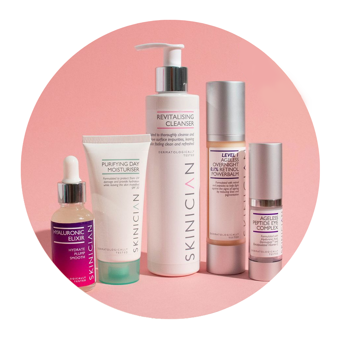Image of Skinician Hydration Heroes Bundle on pink background
