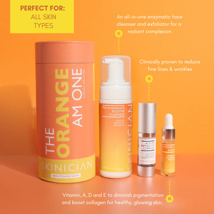 Image of The Orange One Set with the products inside beside it and showing the benefits of each product