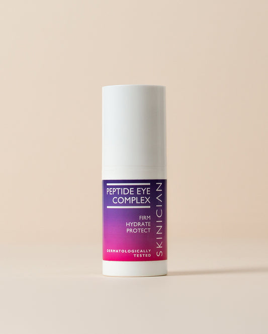 Peptide Eye Complex by Skinician on a beige background