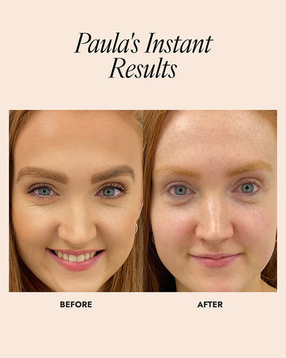 Before and after image demonstrating how well Skinician Cleansing Balm removes makeup