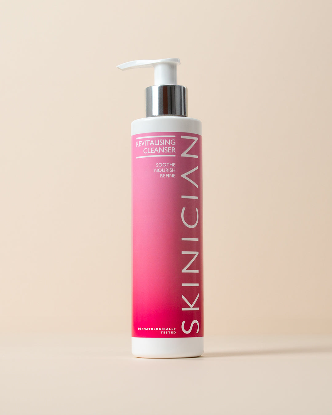 Skinician Revitalising Cleanser on a beige background