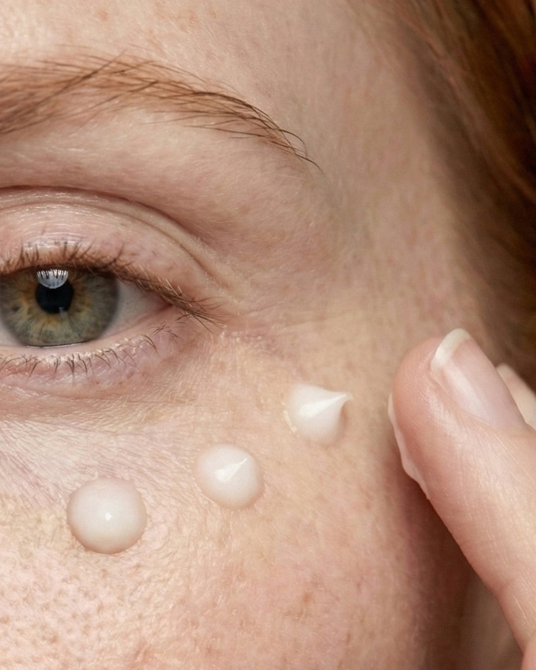 Close-up of a person applying cream to their face
