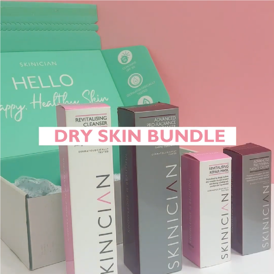  Video showing the products inside the SKINICIAN Dry Skin Bundle, key ingredients & the texture of each product