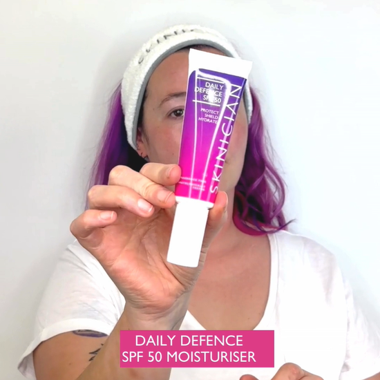 Video showing SKINICIAN Daily Defence SPF 50 being applied to the skin