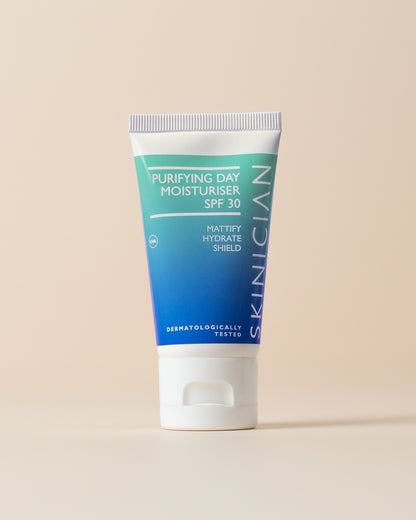 Image of Skinician Purifying Day Moisturiser on beige background