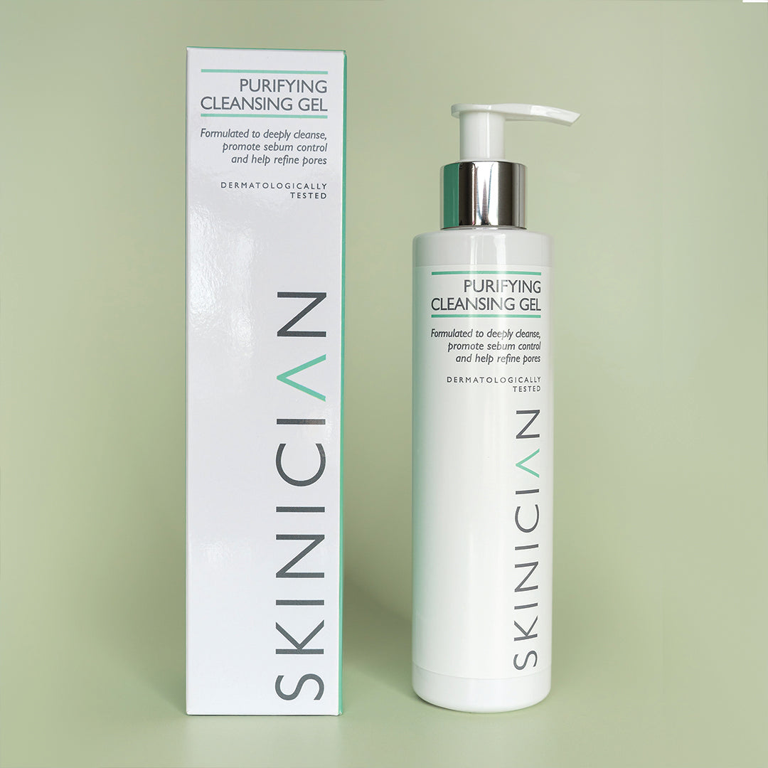 Bottle and box of Skinician's purifying cleansing gel